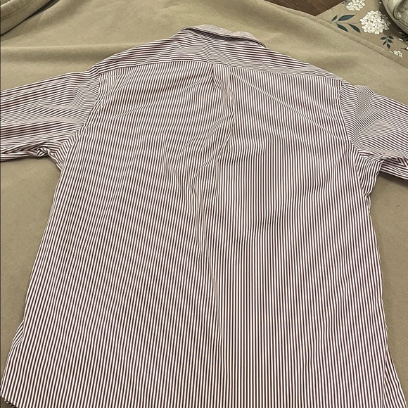 Ralph Lauren Men’s Classic Fit Striped Dress Shirt - White & Burgundy/Brown - Picture 7 of 7